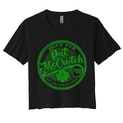 PAT McCROTCH Irish Pub Shamrock Funny St Patrick's Day Crop Top