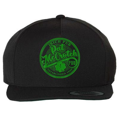 PAT McCROTCH Irish Pub Shamrock Funny St Patrick's Day Wool Snapback Cap