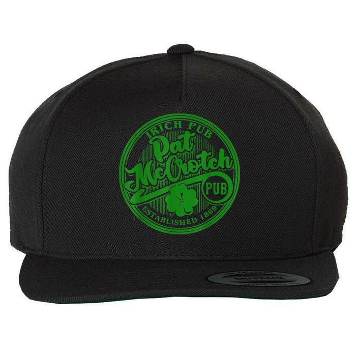 PAT McCROTCH Irish Pub Shamrock Funny St Patrick's Day Wool Snapback Cap