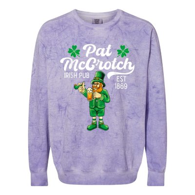 Pat Mccrotch Irish Pub Funny Leprechaun St Patricks Day Colorblast Crewneck Sweatshirt