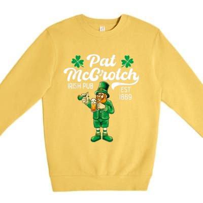 Pat Mccrotch Irish Pub Funny Leprechaun St Patricks Day Premium Crewneck Sweatshirt