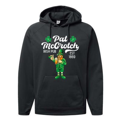 Pat Mccrotch Irish Pub Funny Leprechaun St Patricks Day Performance Fleece Hoodie