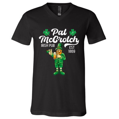 Pat Mccrotch Irish Pub Funny Leprechaun St Patricks Day V-Neck T-Shirt