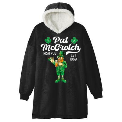 Pat Mccrotch Irish Pub Funny Leprechaun St Patricks Day Hooded Wearable Blanket
