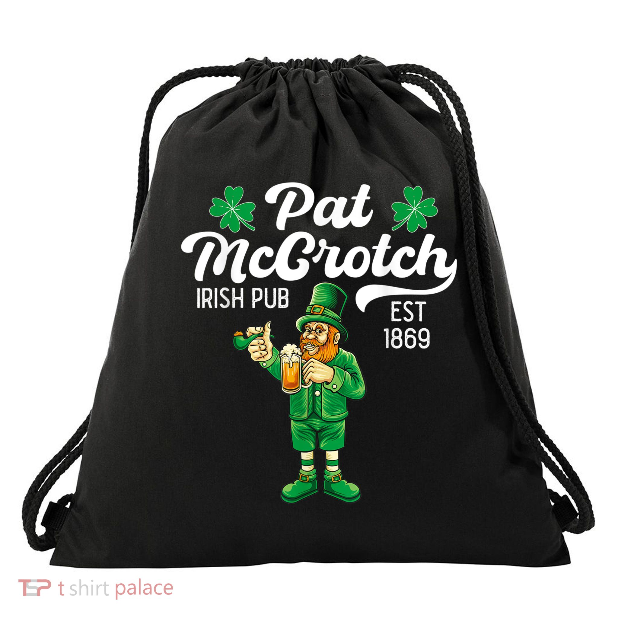 Pat Mccrotch Irish Pub Funny Leprechaun St Patricks Day Drawstring Bag