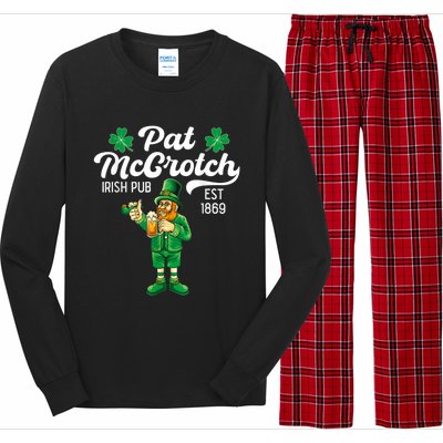 Pat Mccrotch Irish Pub Funny Leprechaun St Patricks Day Long Sleeve Pajama Set