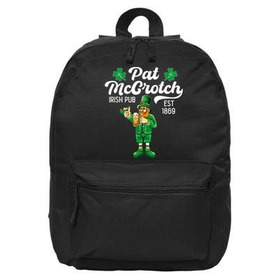 Pat Mccrotch Irish Pub Funny Leprechaun St Patricks Day 16 in Basic Backpack