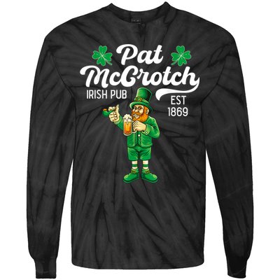 Pat Mccrotch Irish Pub Funny Leprechaun St Patricks Day Tie-Dye Long Sleeve Shirt