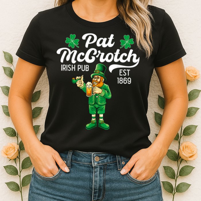 Pat Mccrotch Irish Pub Funny Leprechaun St Patricks Day Womens T-Shirt