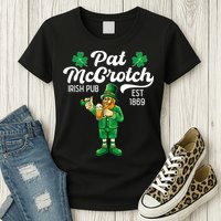 Pat Mccrotch Irish Pub Funny Leprechaun St Patricks Day Womens T-Shirt