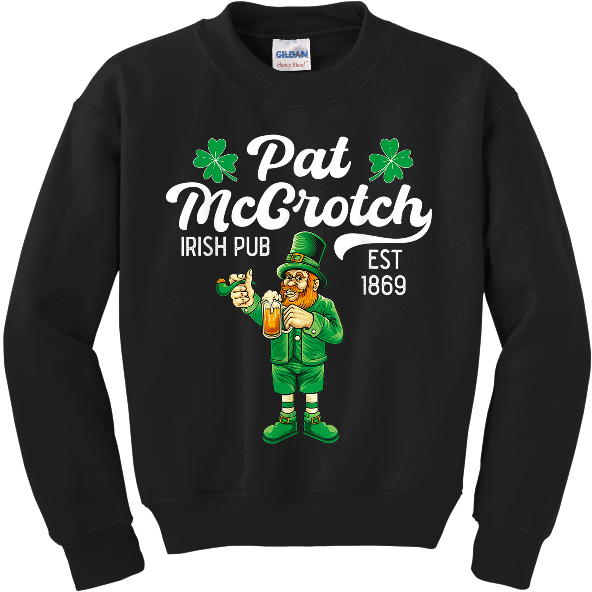 Pat Mccrotch Irish Pub Funny Leprechaun St Patricks Day Kids Sweatshirt