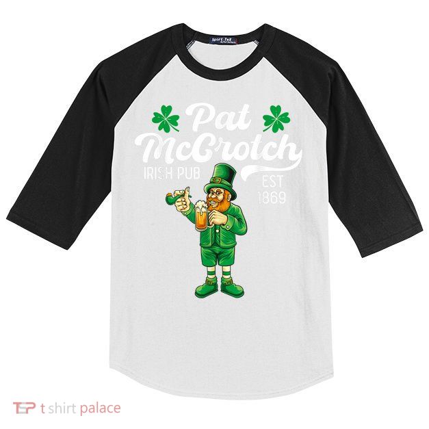 Pat Mccrotch Irish Pub Funny Leprechaun St Patricks Day Kids Colorblock Raglan Jersey