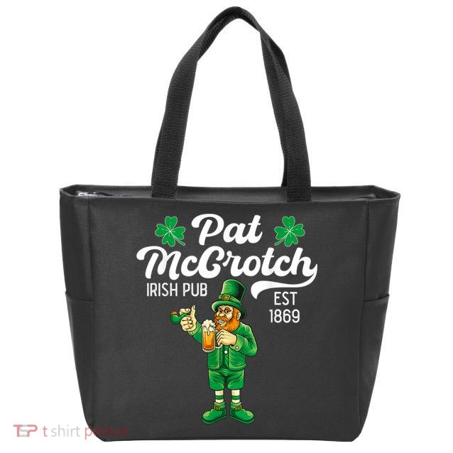 Pat Mccrotch Irish Pub Funny Leprechaun St Patricks Day Zip Tote Bag