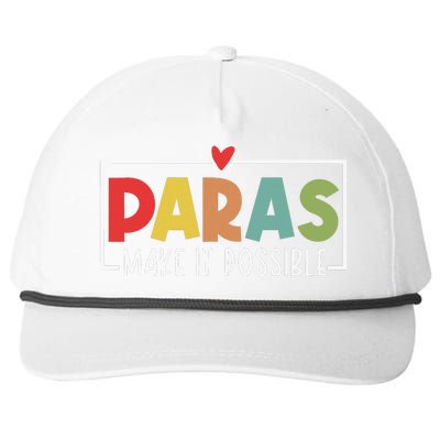 Paras Make It Possible Teacher Paraprofessional Snapback Five-Panel Rope Hat