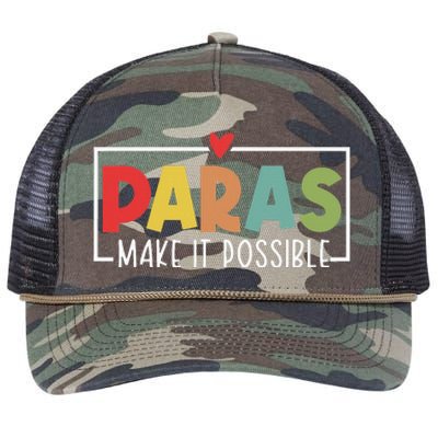 Paras Make It Possible Teacher Paraprofessional Retro Rope Trucker Hat Cap