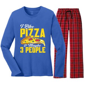 Pizza Making I Like Pizza And Maybe 3 People Pizza Lover Gift Women's Long Sleeve Flannel Pajama Set 