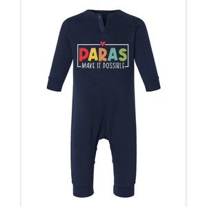 Paras Make It Possible Teacher Paraprofessional Paraeducator Infant Fleece One Piece