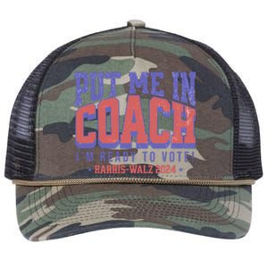 Put Me In Coach IM Ready To Vote Harris Walz 204 Retro Rope Trucker Hat Cap