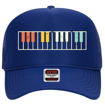 Piano Musical Instrument Retro High Crown Mesh Back Trucker Hat