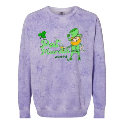 Pat McCrotch Irish Pub Leprechaun Funny St Patricks Day Colorblast Crewneck Sweatshirt