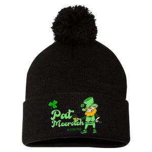 Pat McCrotch Irish Pub Leprechaun Funny St Patricks Day Pom Pom 12in Knit Beanie