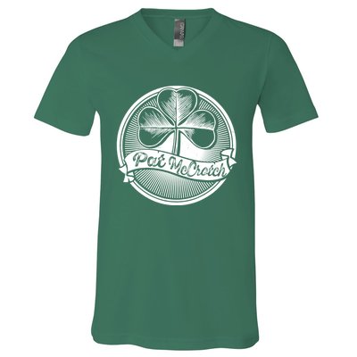 Pat McCrotch Irish Pub Leprechaun Funny St Patricks Day V-Neck T-Shirt