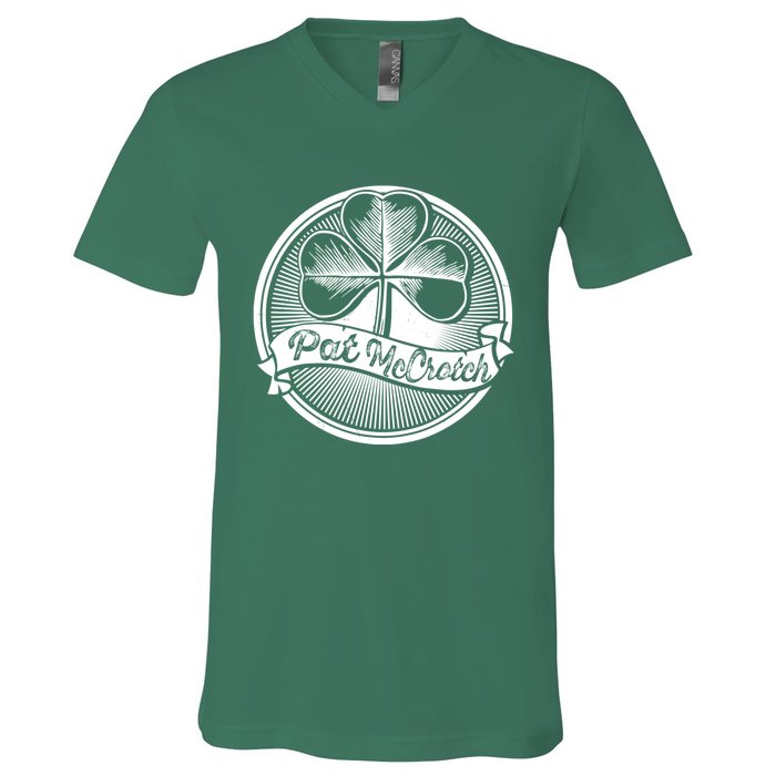 Pat McCrotch Irish Pub Leprechaun Funny St Patricks Day V-Neck T-Shirt