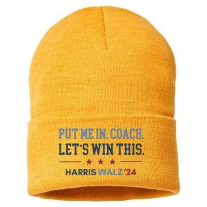 Put Me In Coach Let’S Win This Kamala Harris Walz Waltz 2024 Sustainable Knit Beanie