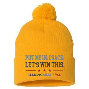 Put Me In Coach Let’S Win This Kamala Harris Walz Waltz 2024 Pom Pom 12in Knit Beanie