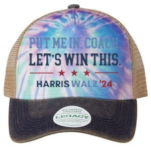 Put Me In Coach Let’S Win This Kamala Harris Walz Waltz 2024 Legacy Tie Dye Trucker Hat