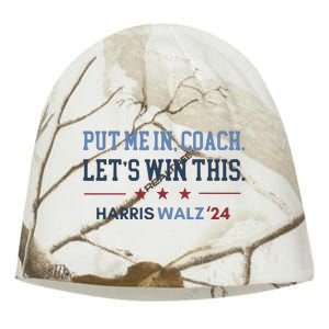 Put Me In Coach Let’S Win This Kamala Harris Walz Waltz 2024 Kati - Camo Knit Beanie