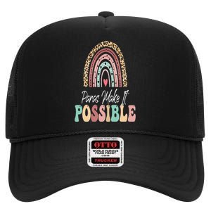 Paras Make It Possible Teacher Paraprofessional Paraeducator High Crown Mesh Back Trucker Hat