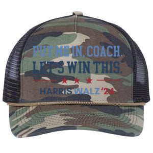 Put Me In Coach Let’S Win This Kamala Harris Walz Waltz 2024 Retro Rope Trucker Hat Cap