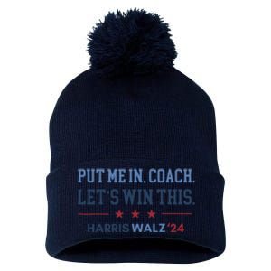 Put Me In Coach Let’S Win This Kamala Harris Walz Waltz 2024 Pom Pom 12in Knit Beanie