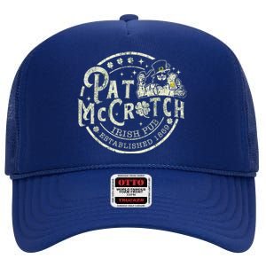 Pat Mccrotch Irish Pub Leprechaun Funny St PatrickS Day High Crown Mesh Back Trucker Hat