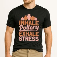 Pottery Makers Inhale Pottery Exhale Stress Pottery Clay Funny Gift Cooling Performance Crew T-Shirt