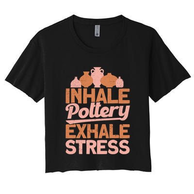 Pottery Makers Inhale Pottery Exhale Stress Pottery Clay Funny Gift Crop Top