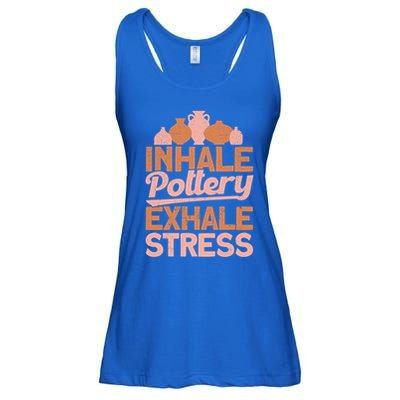 Pottery Makers Inhale Pottery Exhale Stress Pottery Clay Funny Gift Ladies Essential Flowy Tank