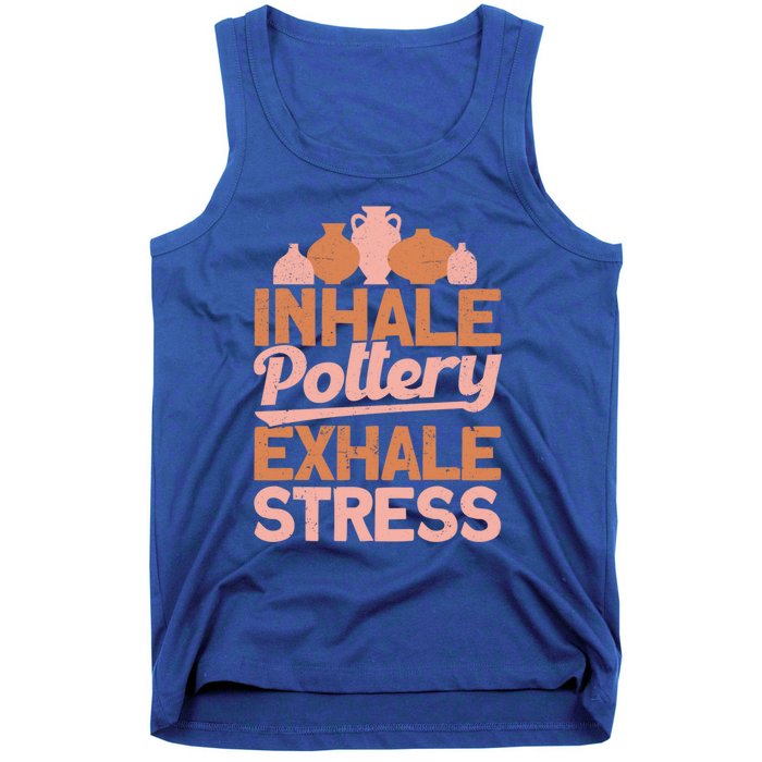 Pottery Makers Inhale Pottery Exhale Stress Pottery Clay Funny Gift Tank Top