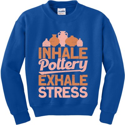 Pottery Makers Inhale Pottery Exhale Stress Pottery Clay Funny Gift Kids Sweatshirt