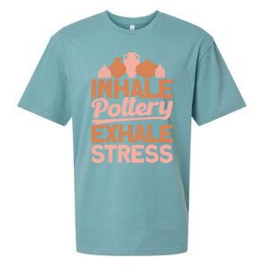 Pottery Makers Inhale Pottery Exhale Stress Pottery Clay Funny Gift Sueded Cloud Jersey T-Shirt