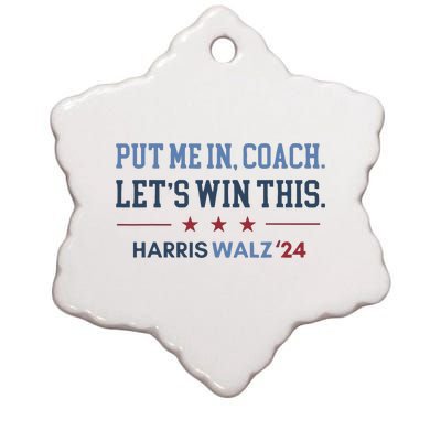 Put Me In Coach Let’S Win This Kamala Harris Walz Waltz 2024 Ceramic Star Ornament