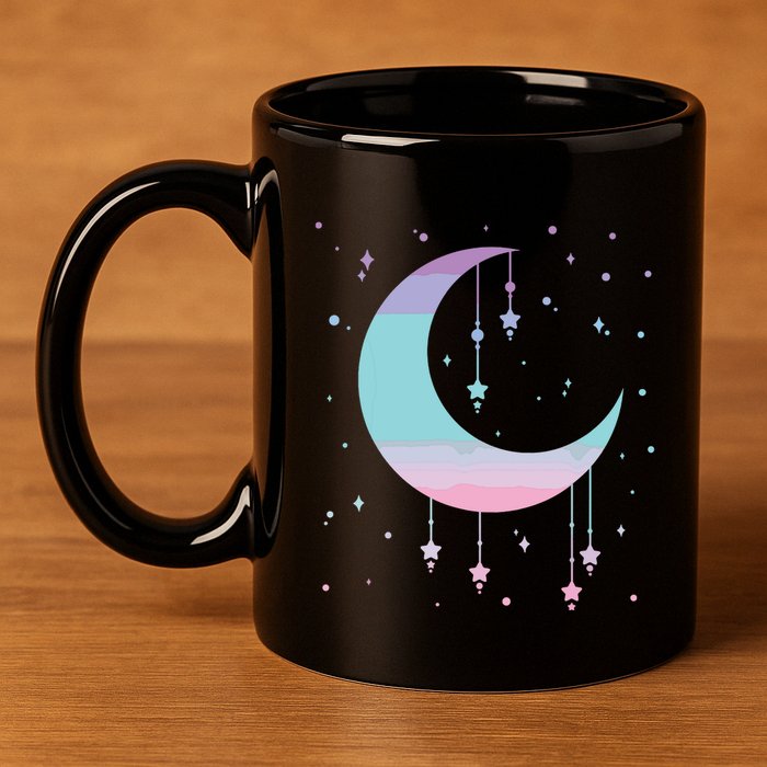 Pastel Moon Kawaii Pastel Goth 11oz C Handle Ceramic Mug