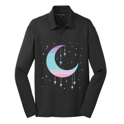 Pastel Moon Kawaii Pastel Goth Silk Touch Performance Long Sleeve Polo