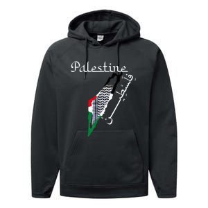 Palestine Map Keffiyeh Scarf Palestinian Flag in Arabic Performance Fleece Hoodie