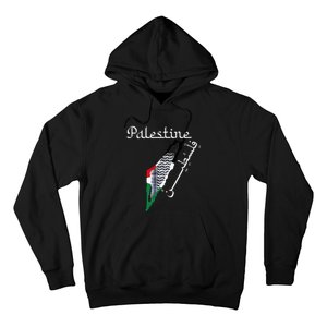 Palestine Map Keffiyeh Scarf Palestinian Flag in Arabic Hoodie