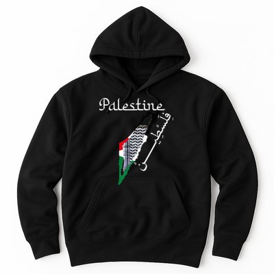 Palestine Map Keffiyeh Scarf Palestinian Flag in Arabic Hoodie