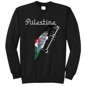 Palestine Map Keffiyeh Scarf Palestinian Flag in Arabic Sweatshirt