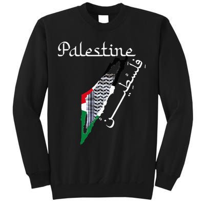 Palestine Map Keffiyeh Scarf Palestinian Flag in Arabic Sweatshirt