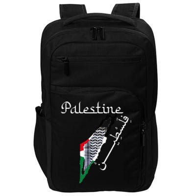 Palestine Map Keffiyeh Scarf Palestinian Flag in Arabic Impact Tech Backpack